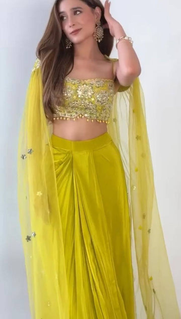 Elegant Designer Dhoti Set with Embroidered Shrug – Wedding & Festive Wear!