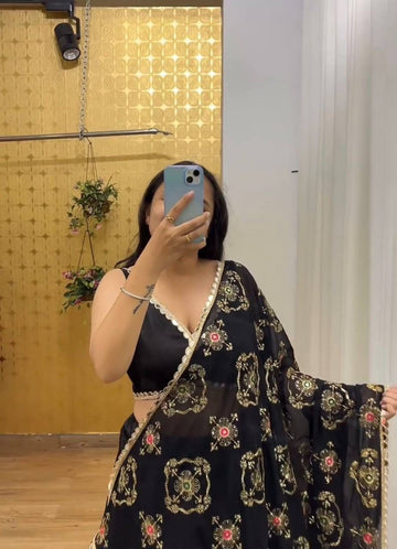 Midnight Black Garba Navratri Lehenga Choli