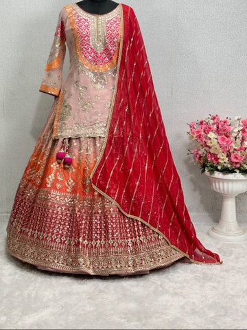 Long Designer Blouse & Royal Lehenga Set