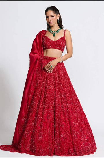 Red Sonpari Lehenga Choli