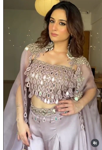 Mauve 3-Piece Mirror Work Outfit – A Glam Choice for Weddings & Parties