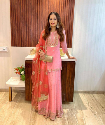 Soft Pink Sharara Set