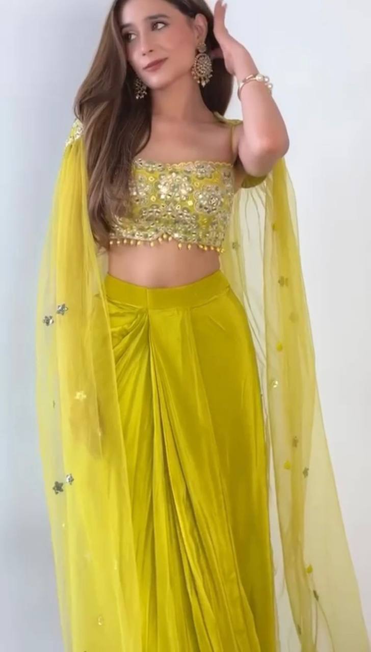 Elegant Designer Dhoti Set with Embroidered Shrug – Wedding & Festive Wear!