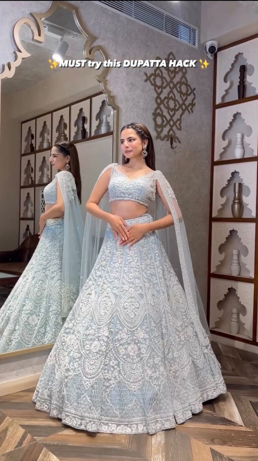 Sky Blue Floral Embroidery Lehenga