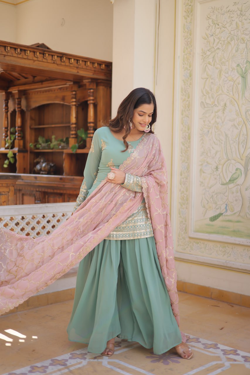 MASDAKA READYMADE KURTI-PLAZOO-DUPATTA COLLECTIONS KA-1079