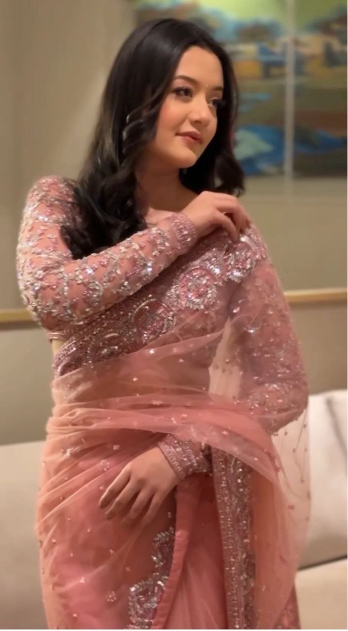 Designer Butterfly Net Saree with Embroidery, Sequins & Jari Work