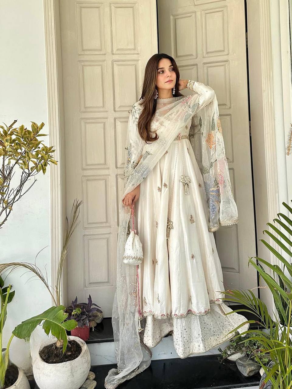 Exclusive Designer Sequin Embroidered 3-Piece Gown Set | Chinon Palazzo & Organza Dupatta | Wedding & Party Wear